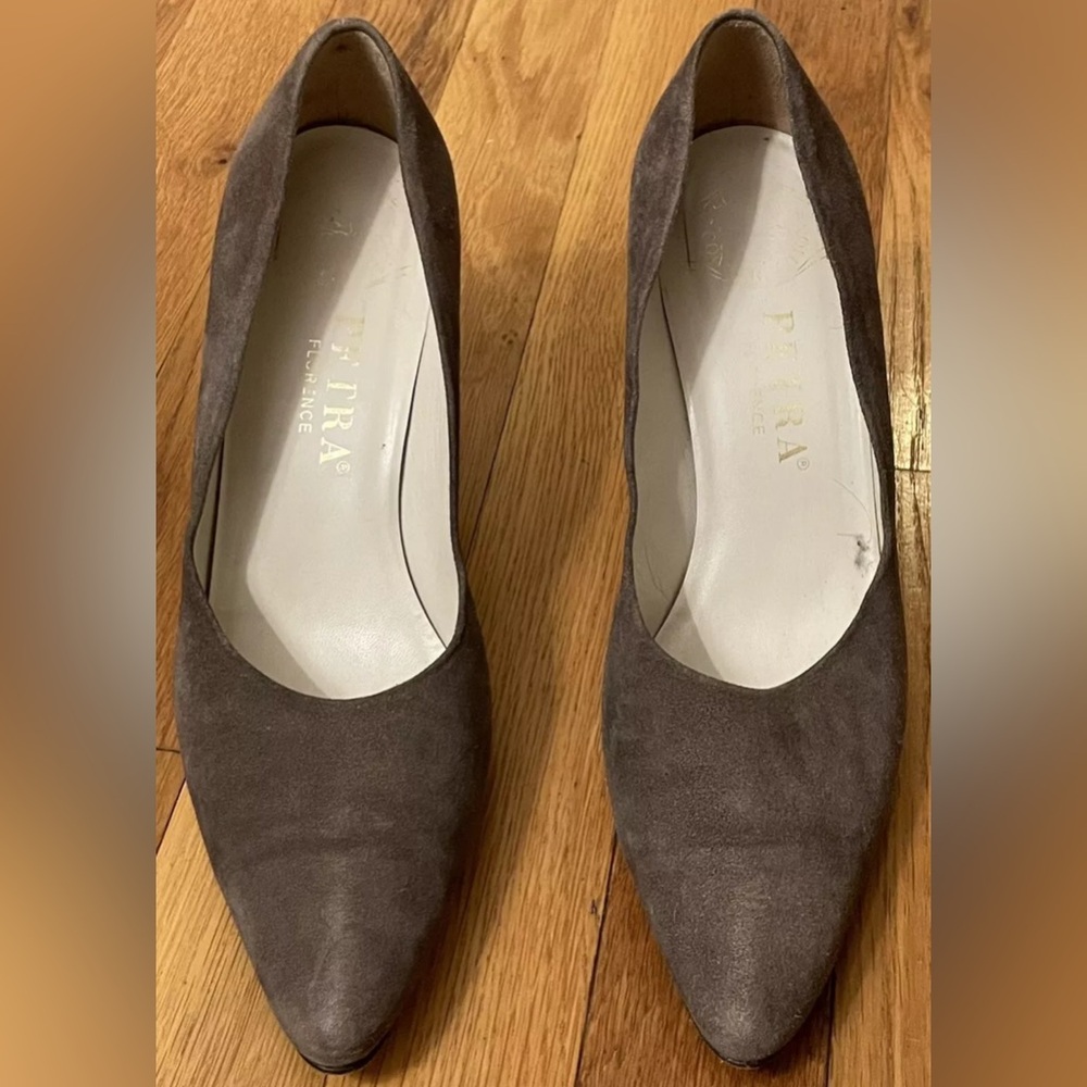 PETRA gray suede studded pumps heels shoes 8.5